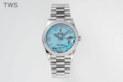 ROLEX Day-date Replica with Blue Dial Automatic Movement Stailess Steel 36mm Light Blue Watch